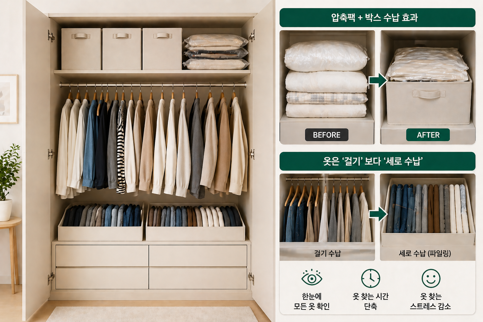 옷장 수잡 효율을 극대화한 방법 제시한 이미지