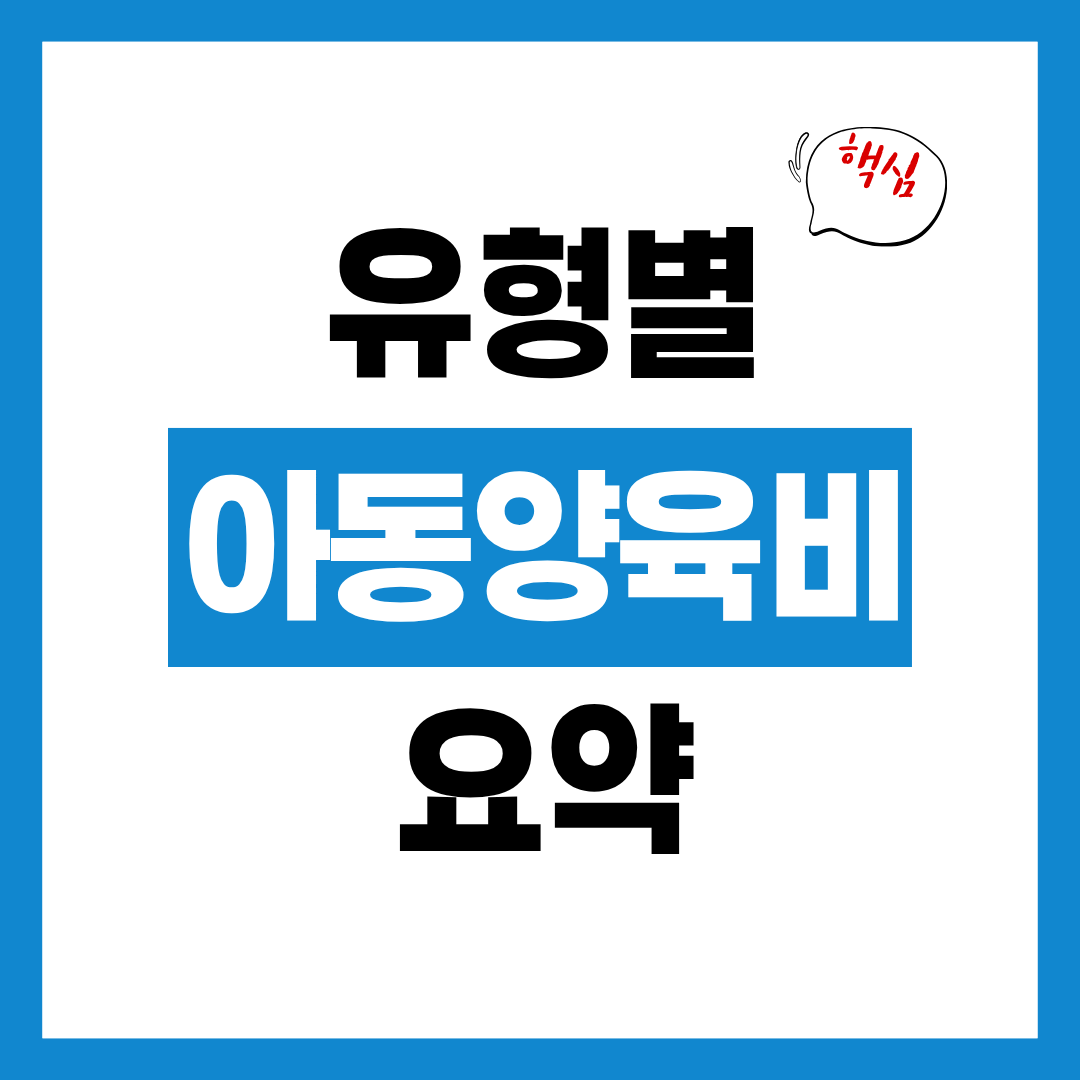 유형별 아동양육비 지원 대상과 지원 내용 요약