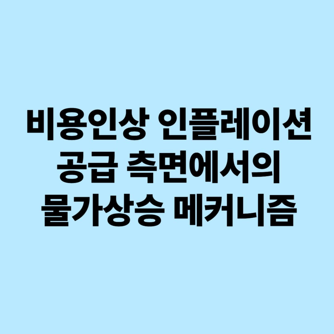 비용인상 인플레이션: 공급 측면에서의 물가상승 메커니즘