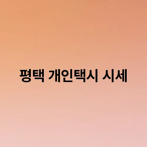 평택 개인택시 시세