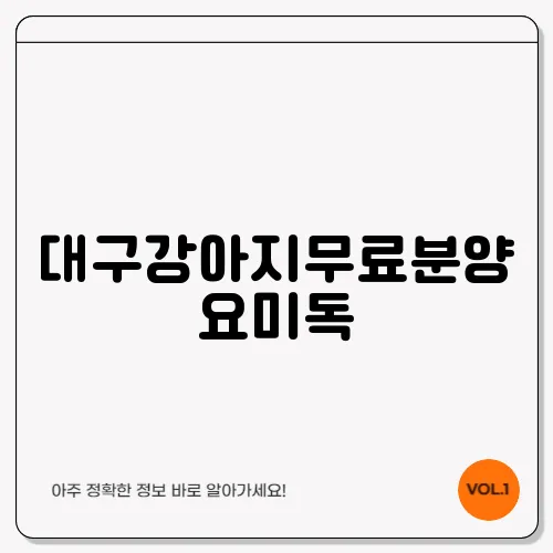 대구강아지무료분양 요미독