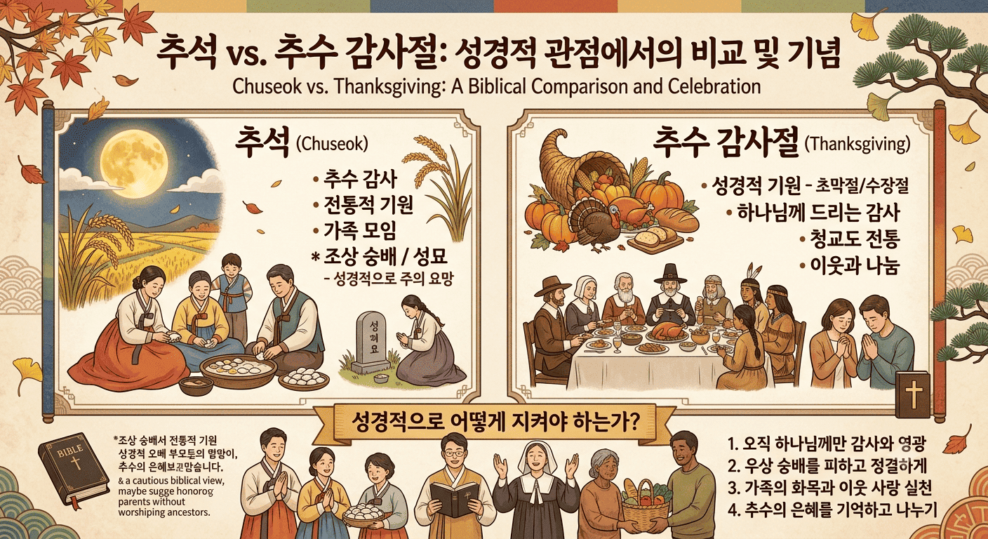 추석과 추수 감사절, 어떤 차이가 있으며 성경 적 관점에서 어떻게 지켜야 하는가?