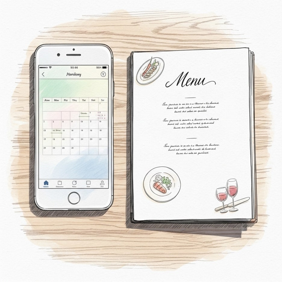 예약 일정과 혜택을 확인하는 아날로그적 연출