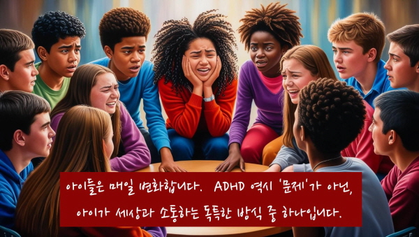 아이들은 매일 변화합니다. ADHD 역시 ‘문제’가 아닌, 아이가 세상과 소통하는 독특한 방식 중 하나입니다에 관한 그림.