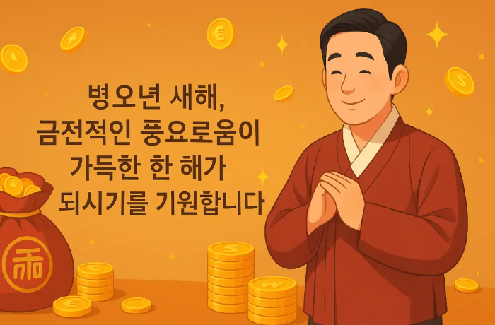 돈이 주변에 있는 남자 격식있는 새해 인사말