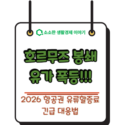 호르무즈 봉쇄發 유가 폭등! 2026년 항공권 유류할증료 긴급 대응법