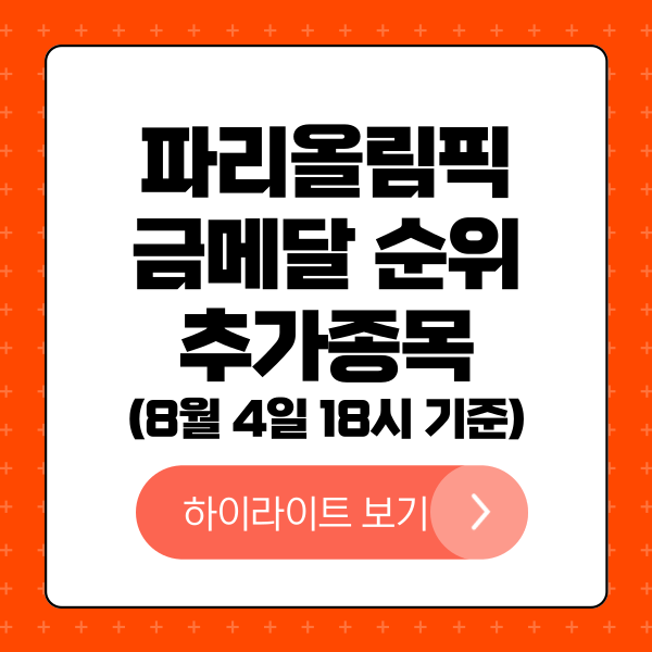 파리올림픽 금메달 순위 추가종목 선수 프로필 경기요약