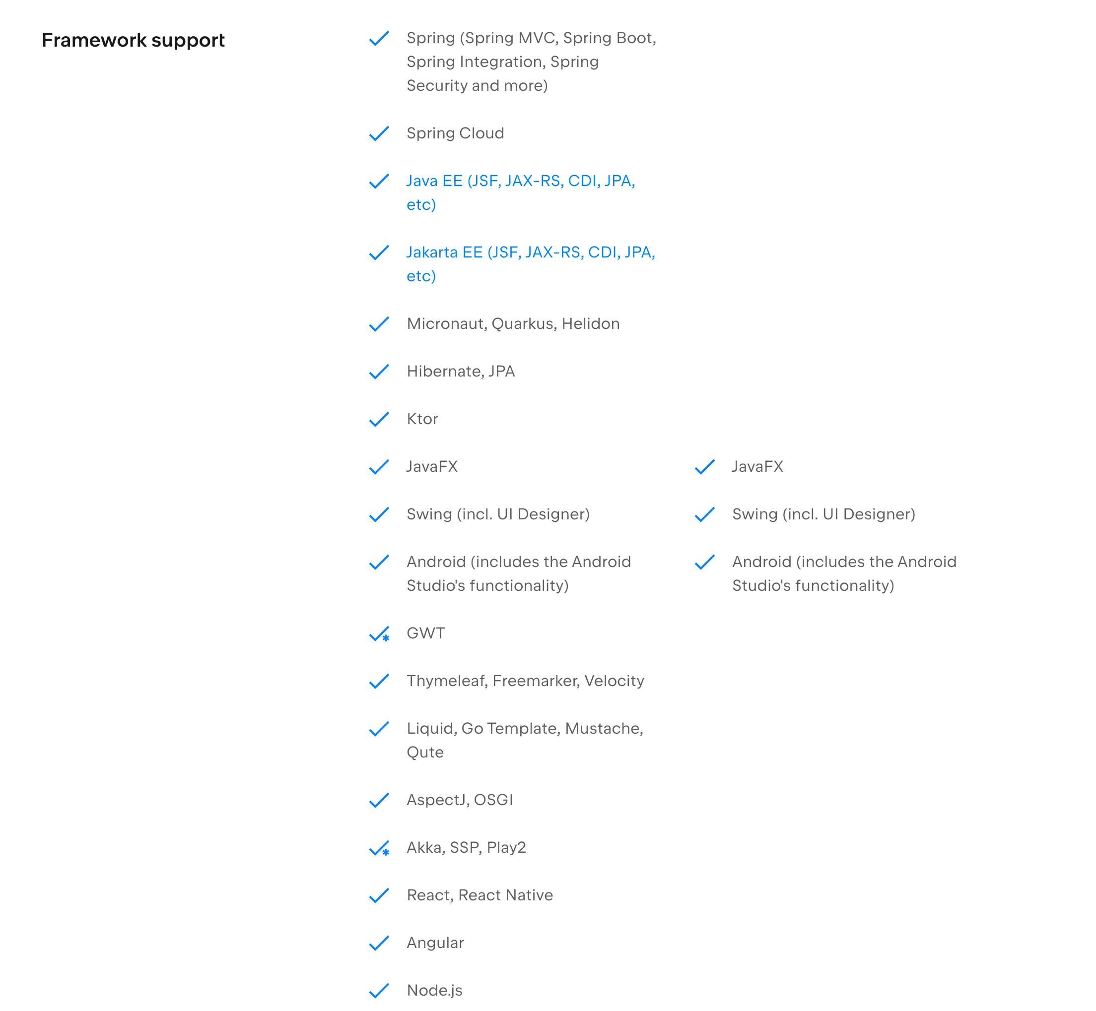 Intellij 지원되는 것과 지원되지 않는 것 차이