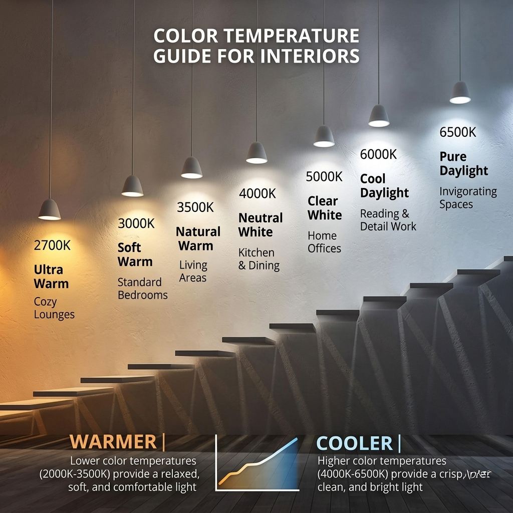 호텔 무드를 결정하는 색온도 차이를 비교하는 이미지