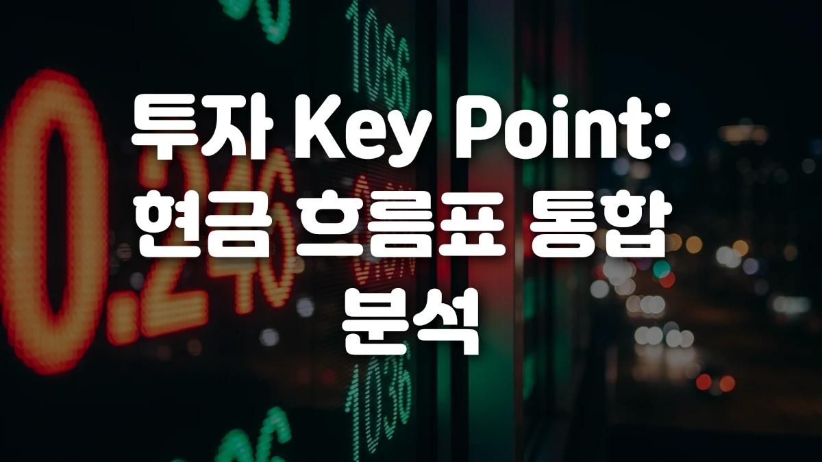 투자 Key Point 현금 흐름표 통합 분석