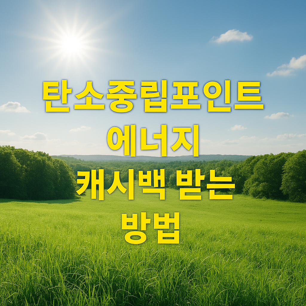 탄소중립포인트 에너지 제도 총정리 캐시백 받는 법