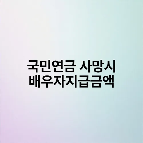 국민연금 사망시 배우자지급금액