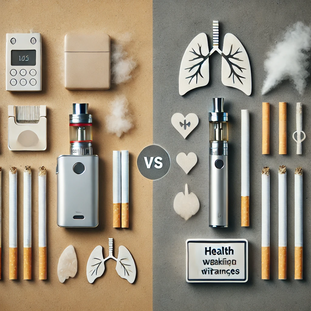 전자 담배,일반 담배에 관한 사진