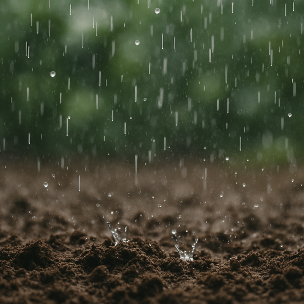 비가-내려-흙-위로-빗방울이-떨어지며-촉촉한-흙냄새를-느낄-수-있는-장면으로-비-오는-날-흙-냄새가-나는-이유를-자연스럽게-표현한-이미지