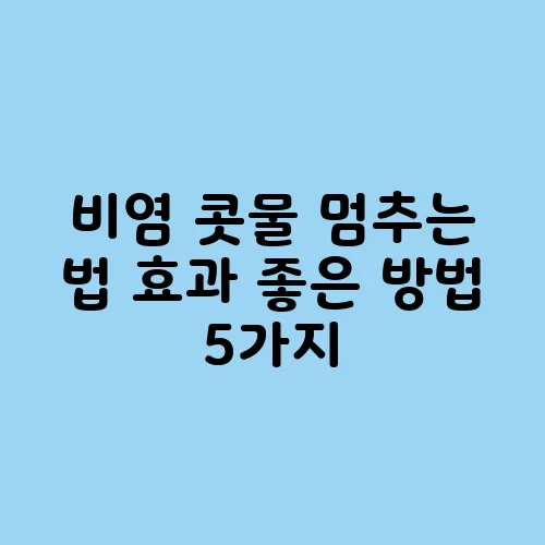 비염 콧물 멈추는 법 효과 좋은 방법 5가지