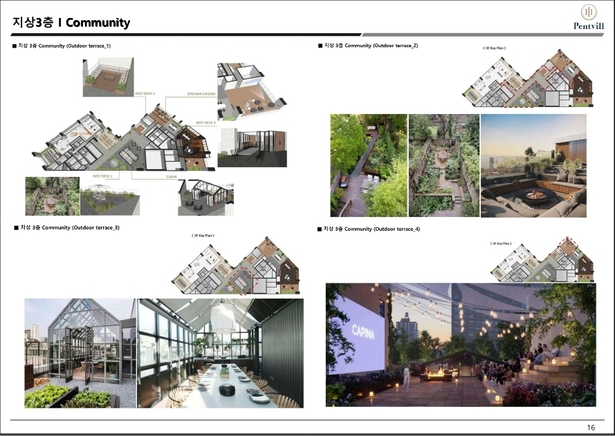 한라비발디 3층의 커뮤니티 공간 외관 및 구조와 야외영화관 외의 이미지