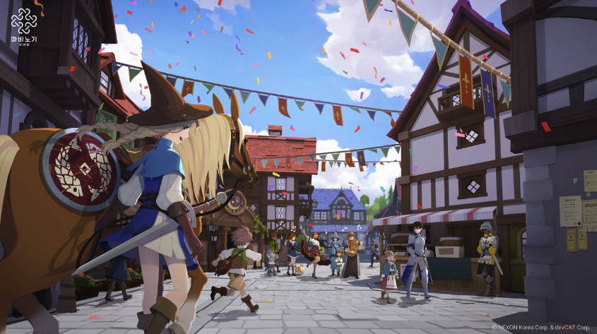 마비노기 모바일 MMORPG 게임 썸네일 - 판타지 캐릭터와 생활 콘텐츠 요소들이 담긴 넥슨 모바일 게임 소개 이미지