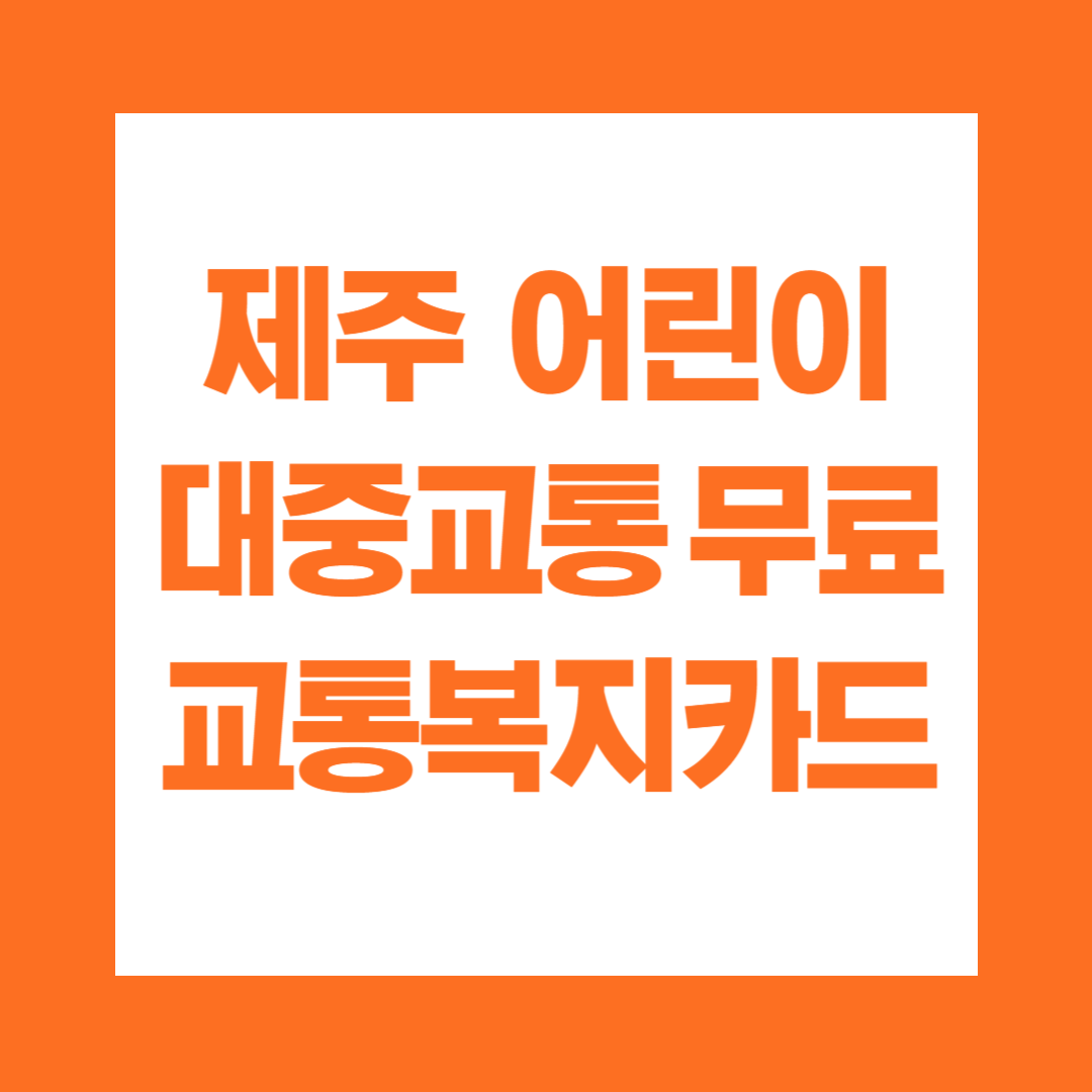 제주 어린이 대중교통 무료 교통복지카드