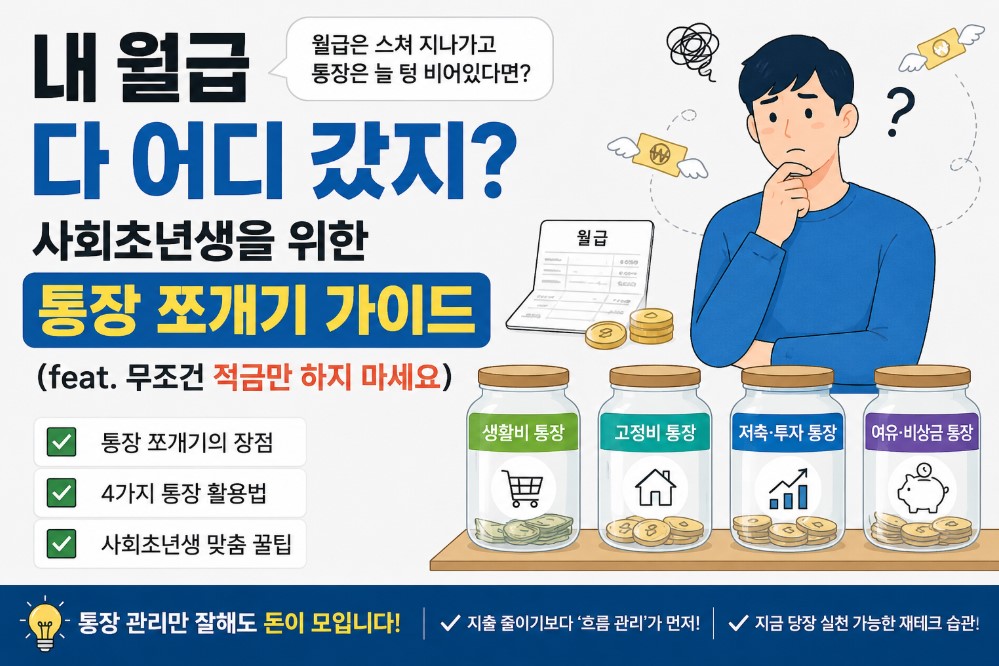 "내 월급 다 어디 갔지?" 사회초년생을 위한 통장 쪼개기 가이드