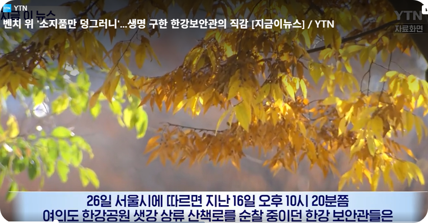 한강보안관의 기지와 용기, 한 생명을 다시 일으킨 밤 [사진=지금이뉴스, YTN 동영상 캡쳐]