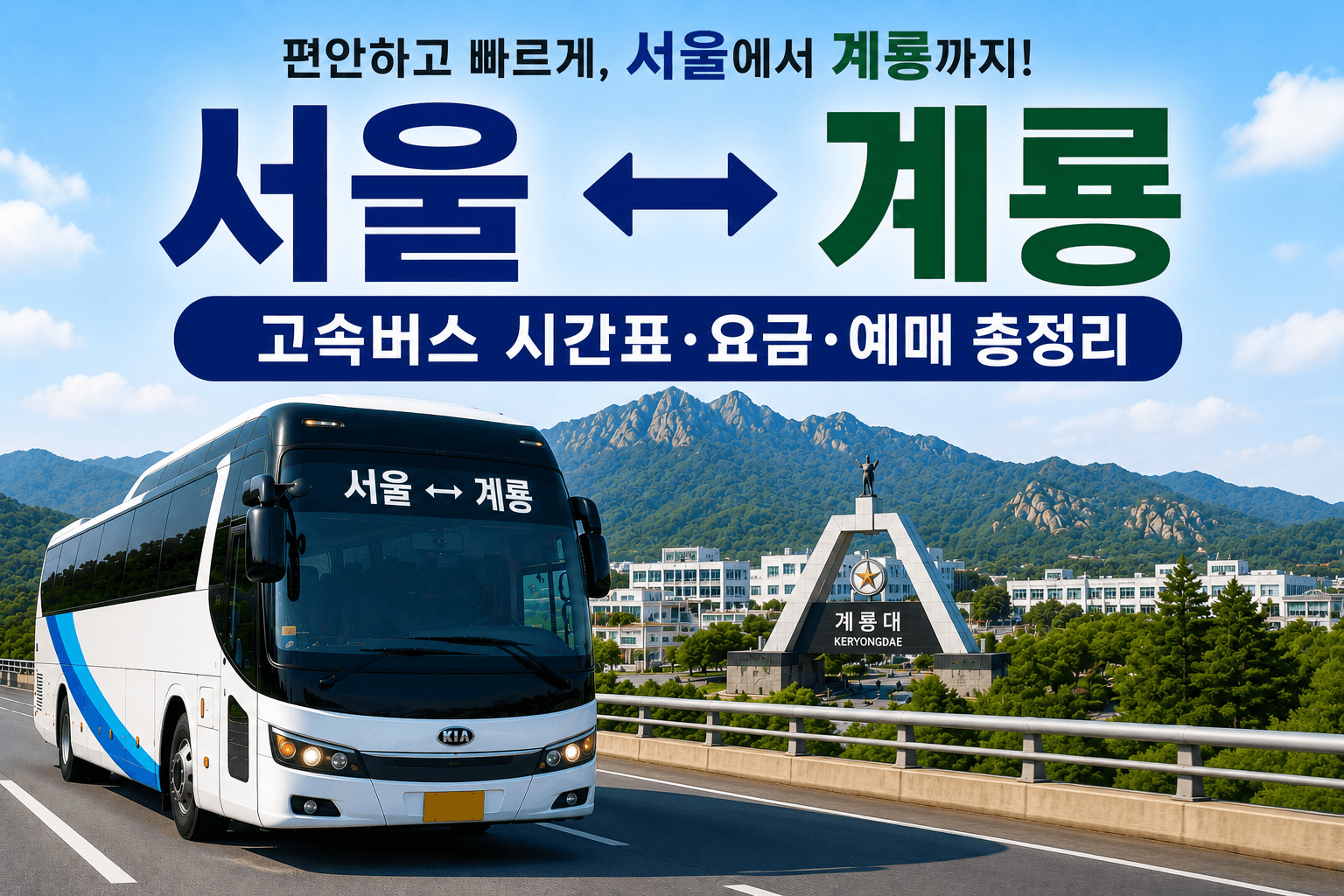 서울과 계룡을 왕복하는 고속버스 이미지