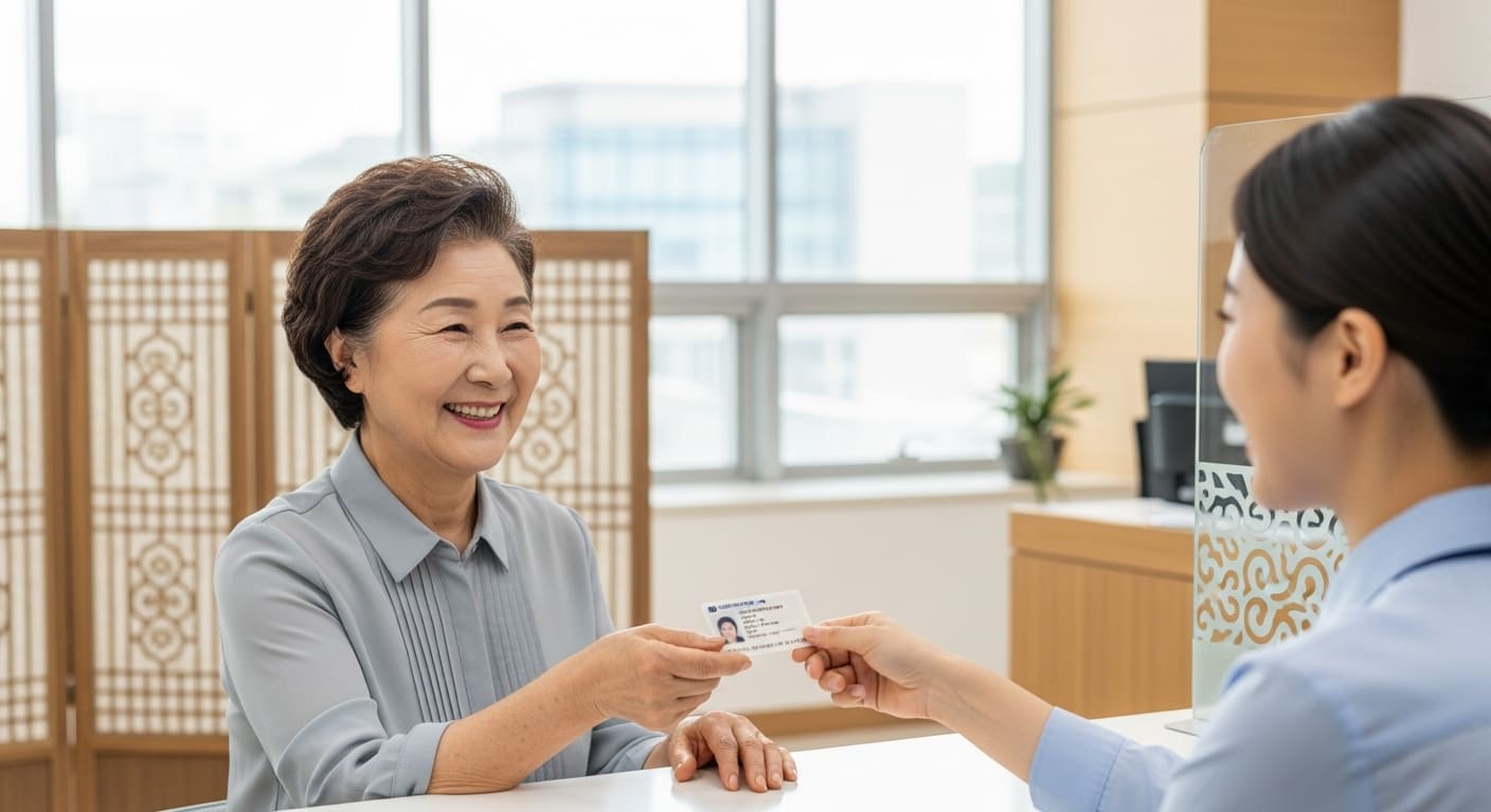 경찰서 창구에서 면허 반납을 접수하는 모습