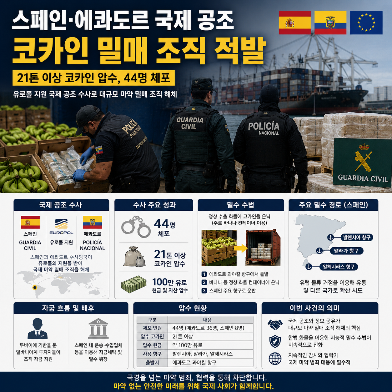 스페인&middot;에콰도르 국제 공조, 코카인 밀매 조직 적발