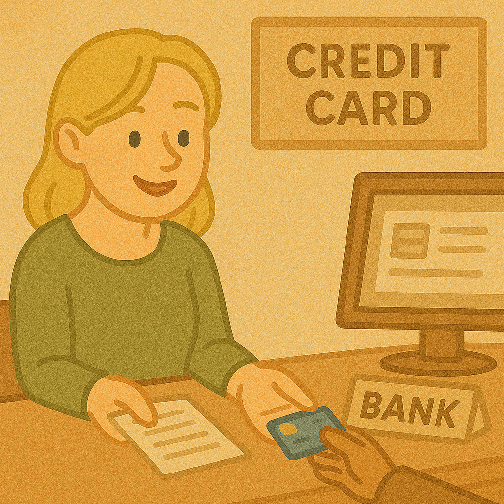 외국인 배우자가 신용카드를 만들고 있다.