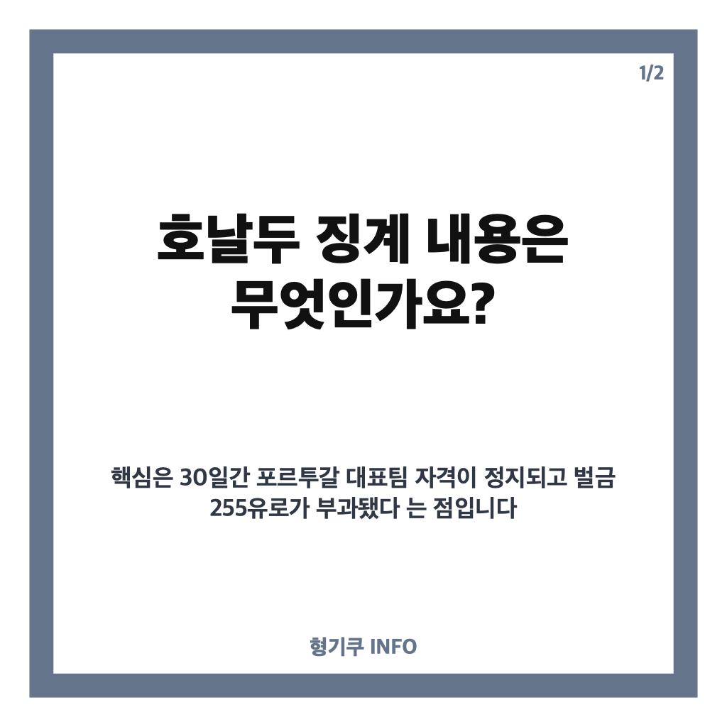 호날두 30일 자격 정지, 대표팀 무단 이탈 경위와 벌금 38만 원 징계 내용 카드뉴스 1