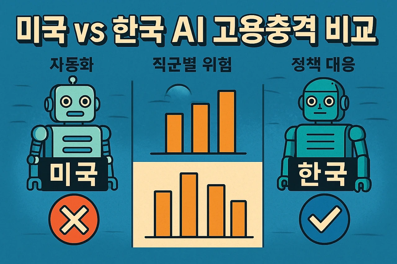 미국 vs 한국 AI 고용충격 비교 (자동화, 직군별위험, 정책대응) 관련 이미지