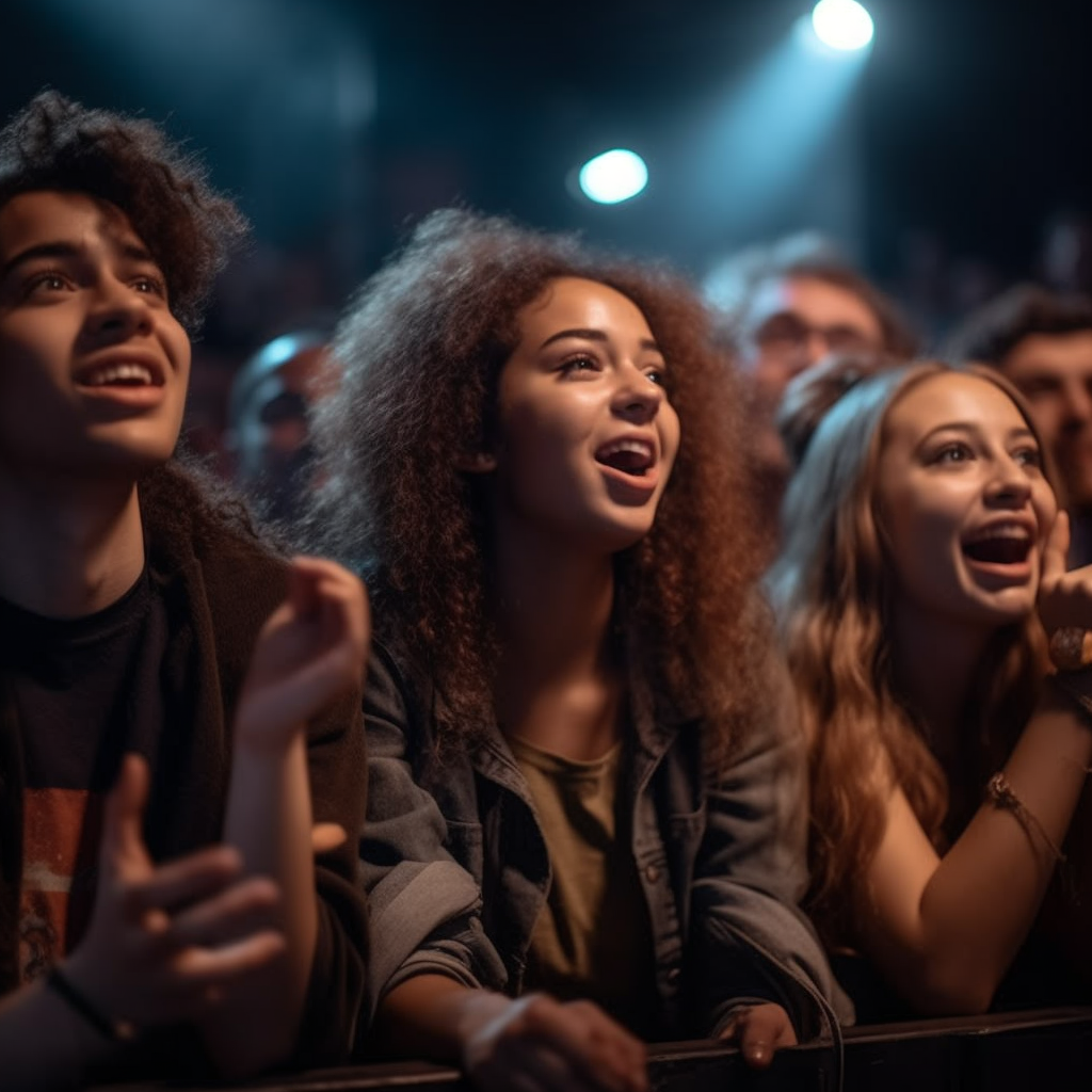 공연을 관람하는 청년들