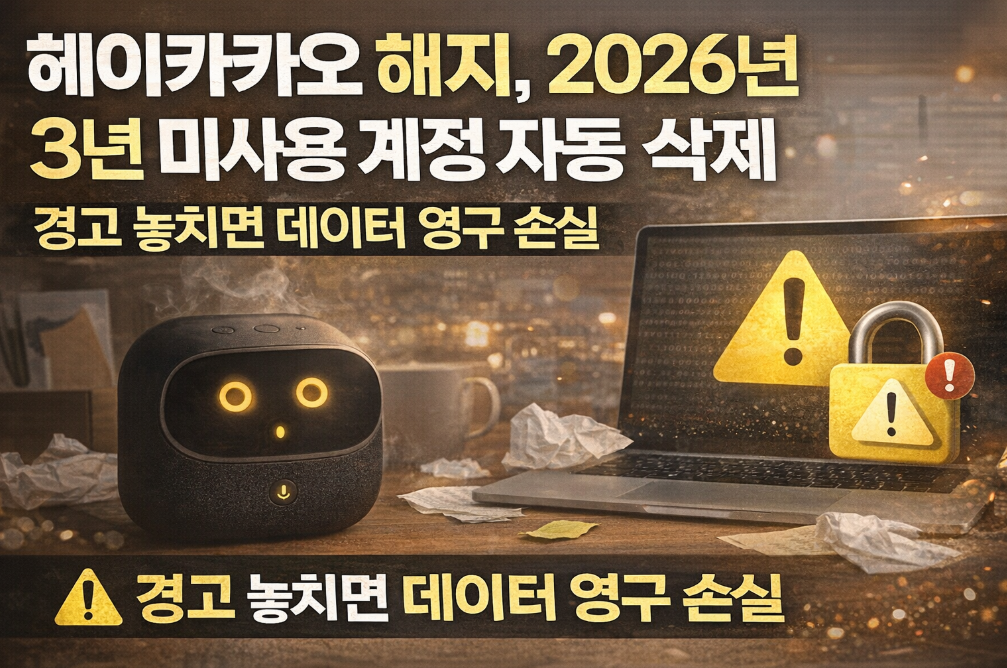 헤이카카오 해지 전 필독, 3년 미사용 계정 2026년 자동 삭제 주의