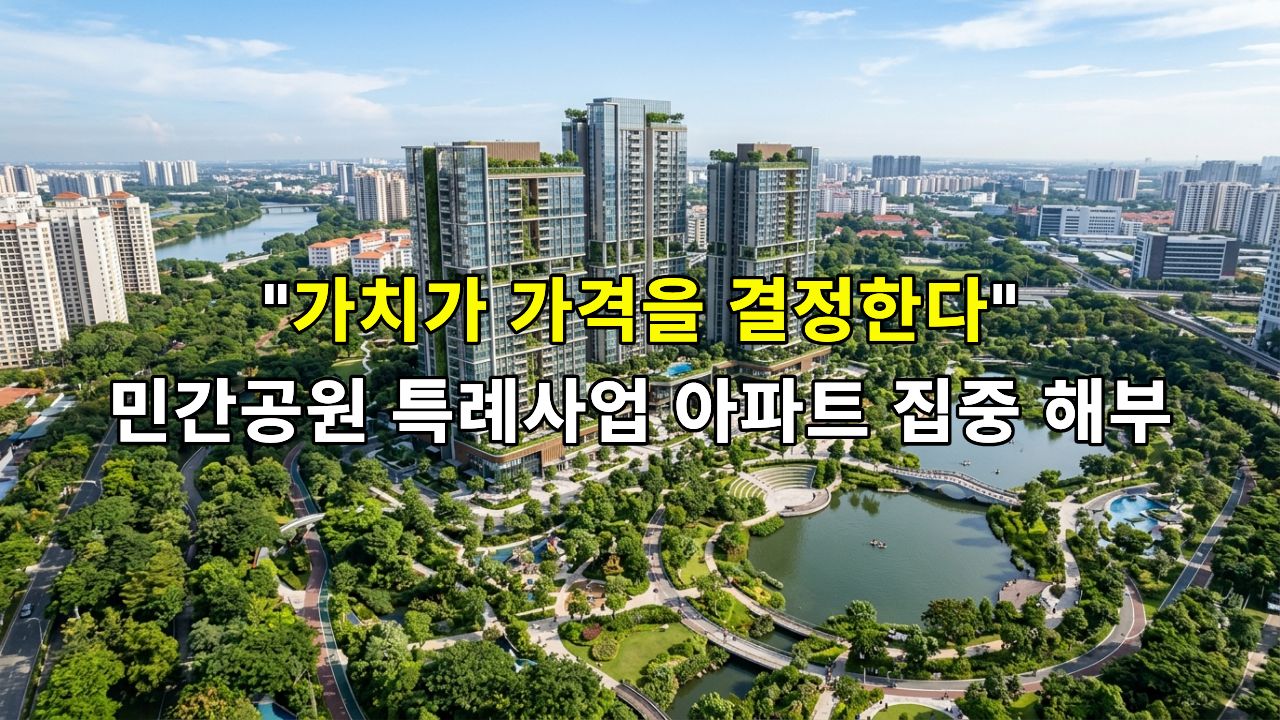 A professional architectural visualization of a high-rise residential complex surrounded by an expansive, lush public park. Clear blue sky, clean lines, focusing on the harmony between nature and architecture. Top view, cinematic lighting.