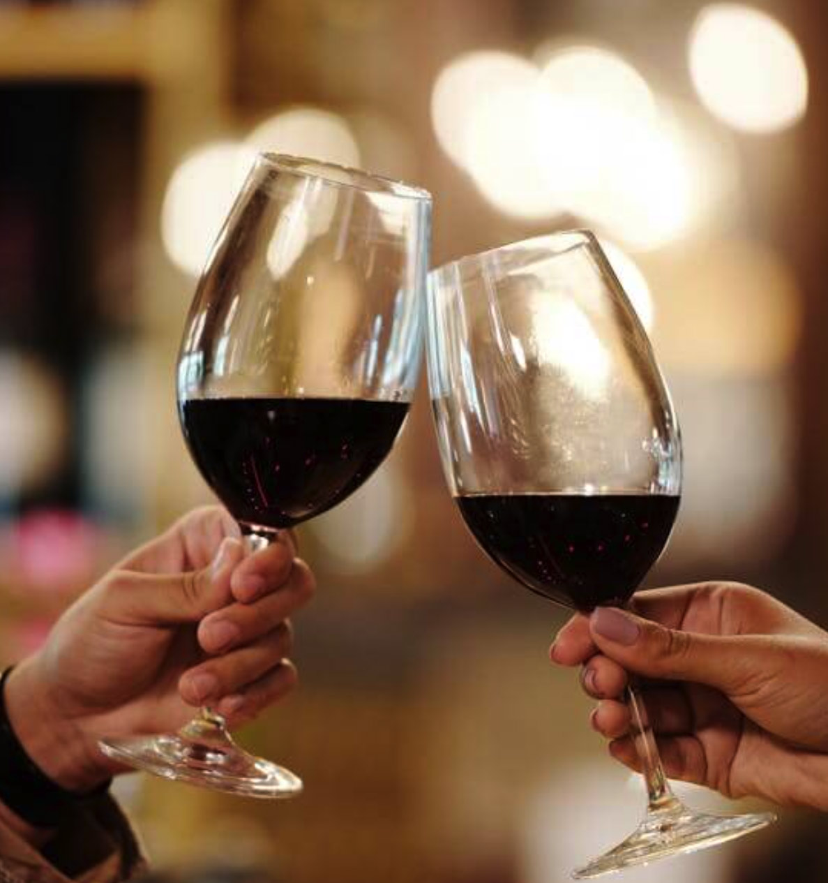 레드와인잔을 건배하는 모습