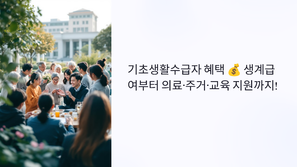 기초생활수급자 혜택 생계급여부터 의료·주거·교육 지원까지!