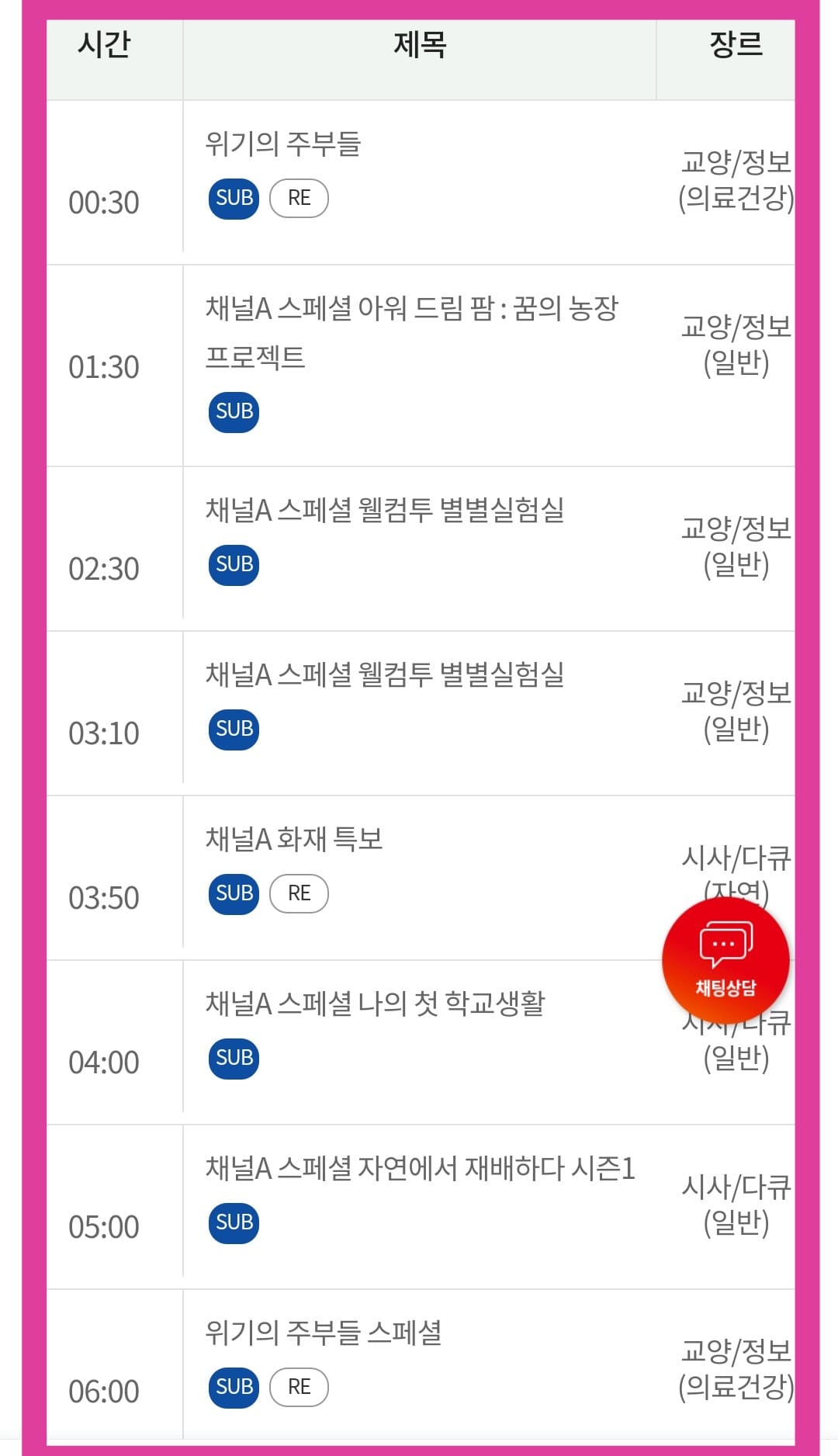 KT-HCN-동작방송-채널번호-및-편성표-확인-방법-안내-원하는-날짜의-채널A-프로그램명과-방송-시간을-확인할-수-있습니다.