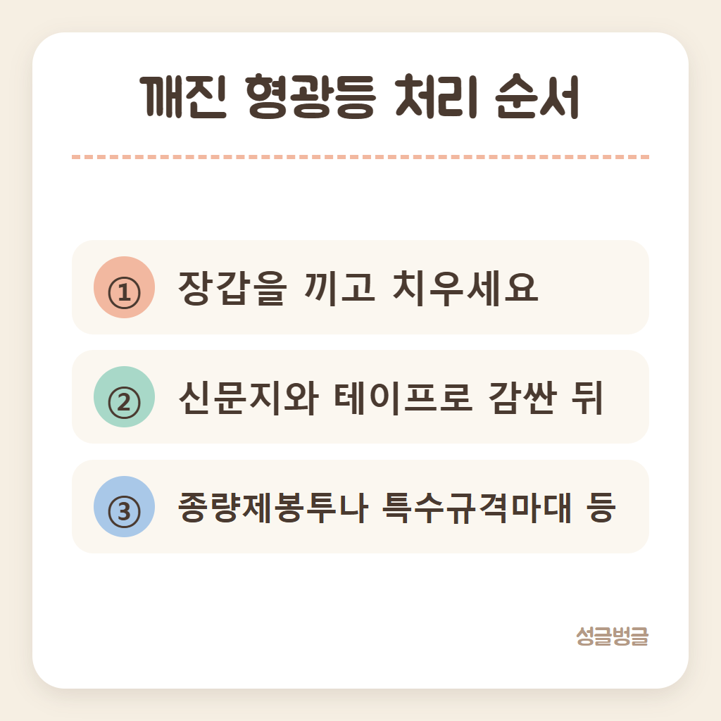 깨진 형광등 처리 순서를 정리한 카드