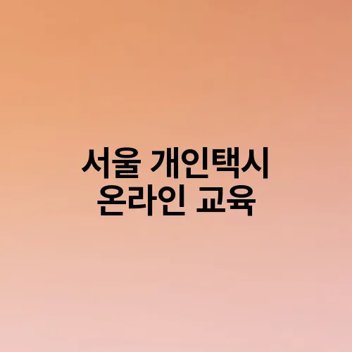 서울 개인택시 온라인 교육