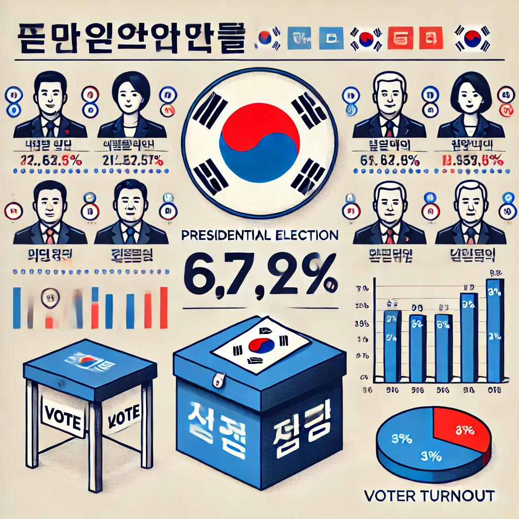 대통령 선거 결과 및 후보자 투표율 ai 이미지