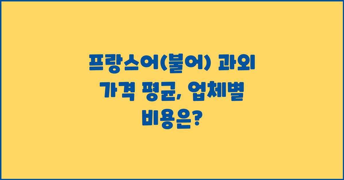 프랑스어(불어) 과외 가격 금액 업체 평균 비용