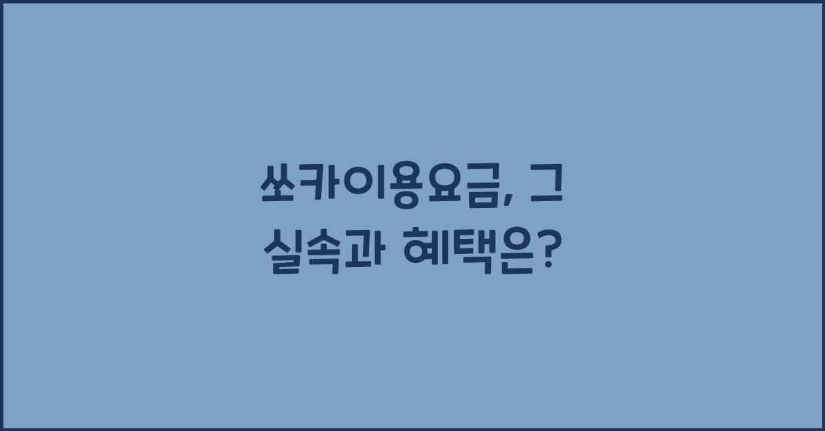 쏘카이용요금