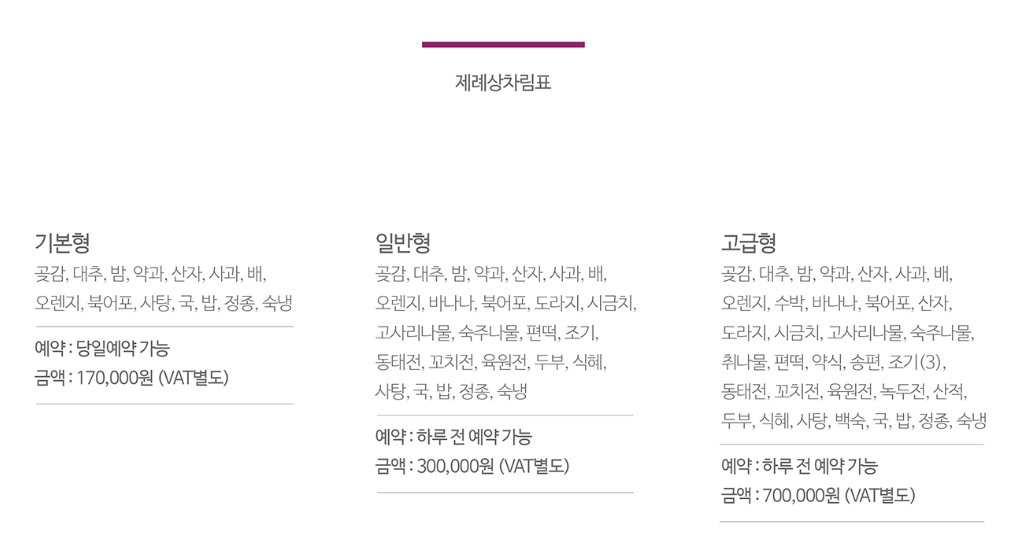 49재 상차림 차림표