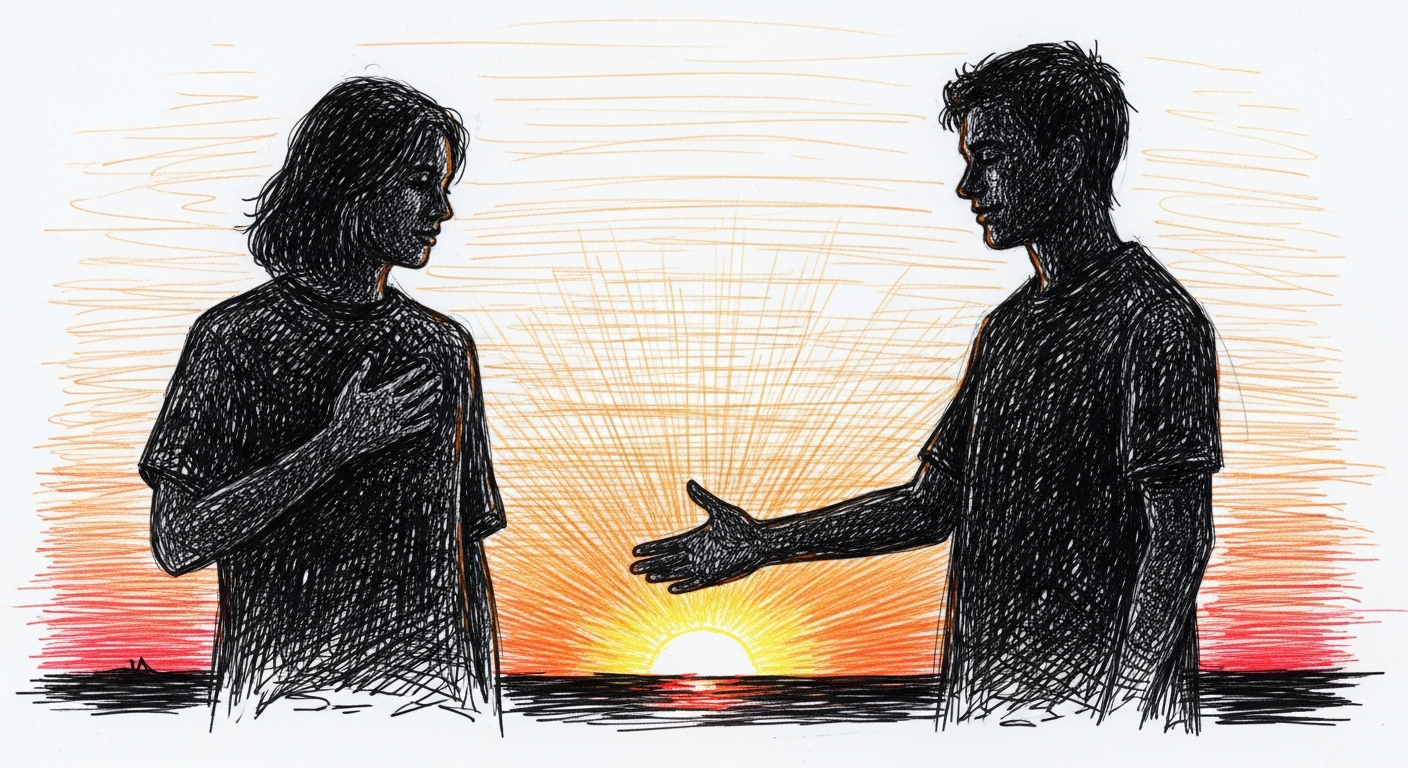 진심 어린 감사를 전하는 사람들의 실루엣