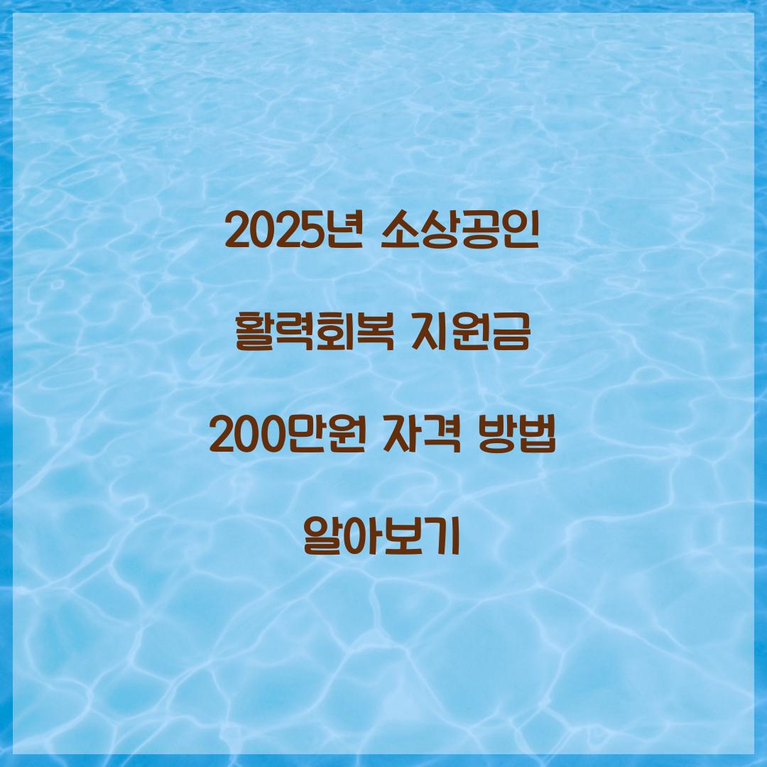2025년 소상공인 활력회복 지원금 200만원