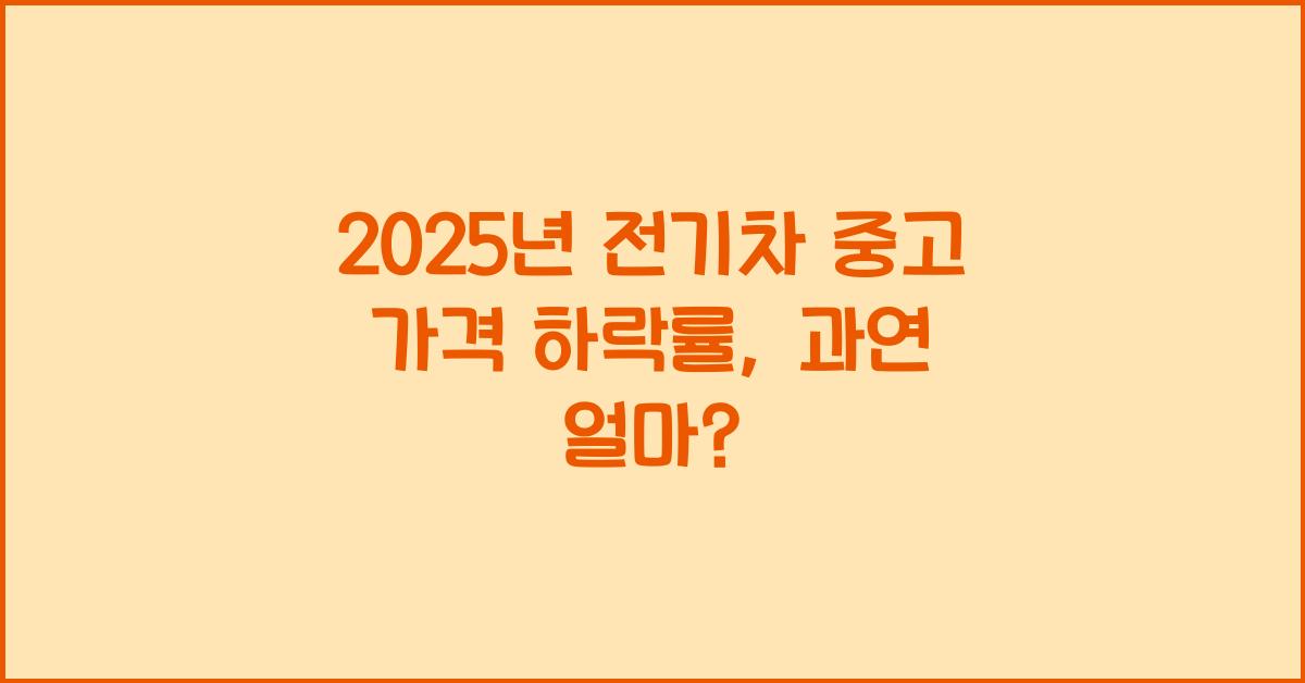 2025년 전기차 중고 가격 하락률