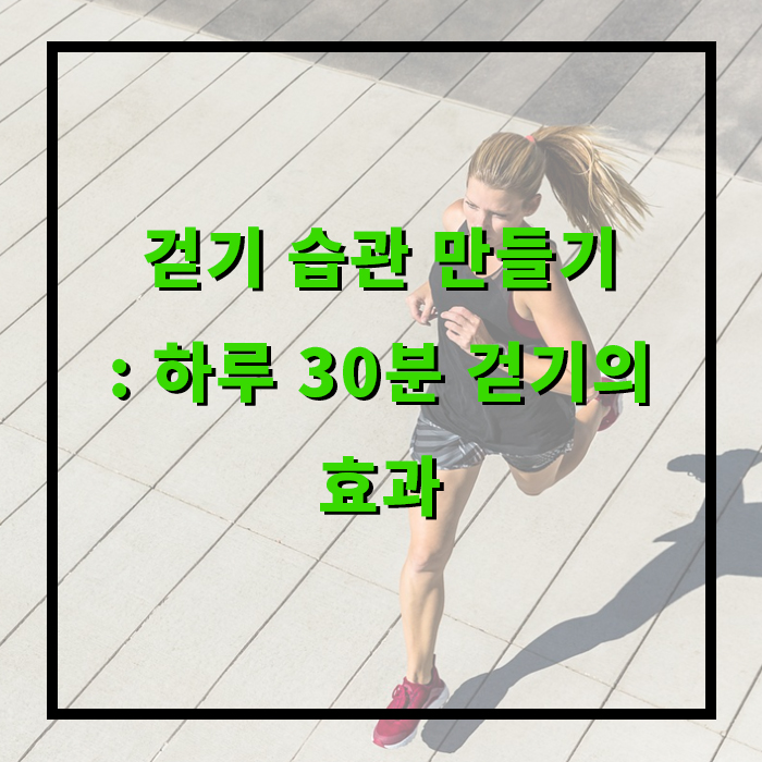 걷기 습관 만들기: 하루 30분 걷기의 효과