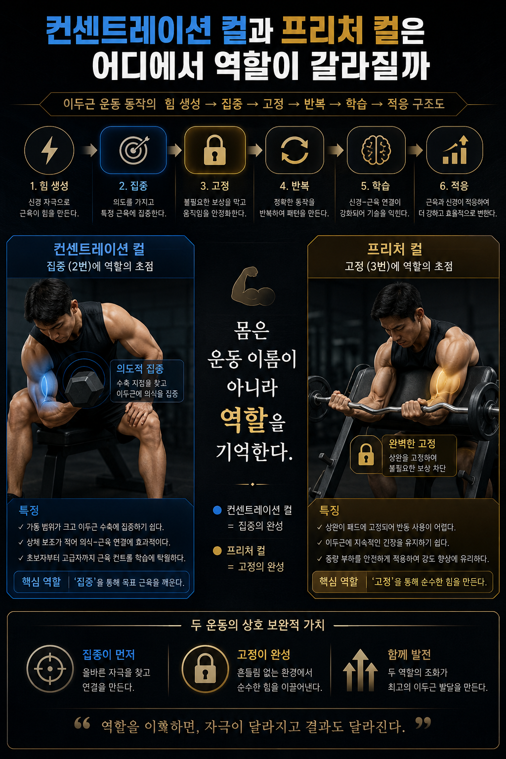 컨센트레이션 컬과 프리처 컬은 어디에서 역할이 갈라질까