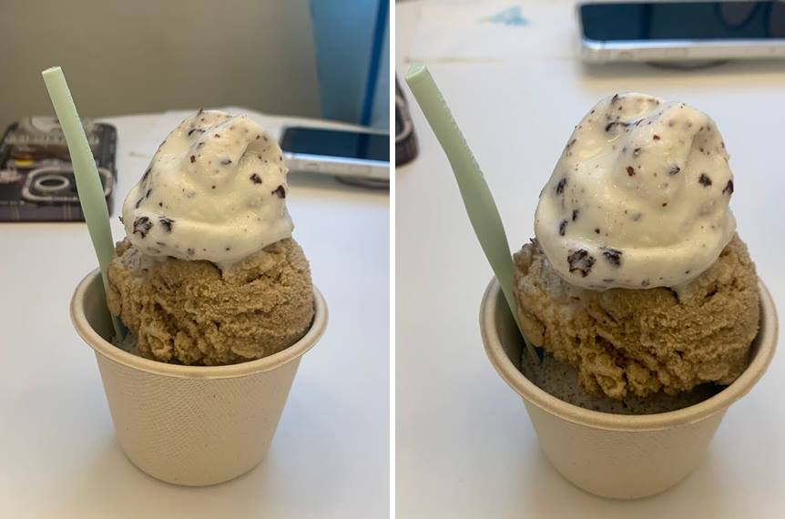 밀크티 및 검은깨 종류의 젤라토