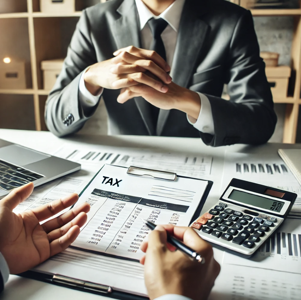 세무 컨설턴트가 고객에게 세금 혜택을 설명하는 장면