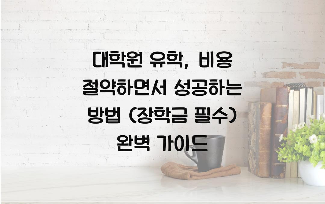 대학원 유학, 비용 절약하면서 성공하는 방법 (장학금 필수)